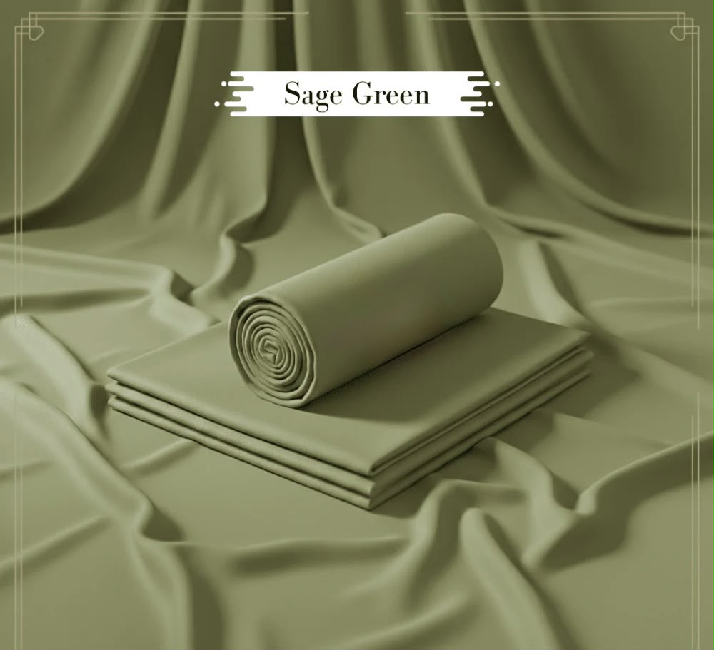 Binafzaal Royal Sage Green Premium Boski - Unstitched 2 Piece Suit Fabric*