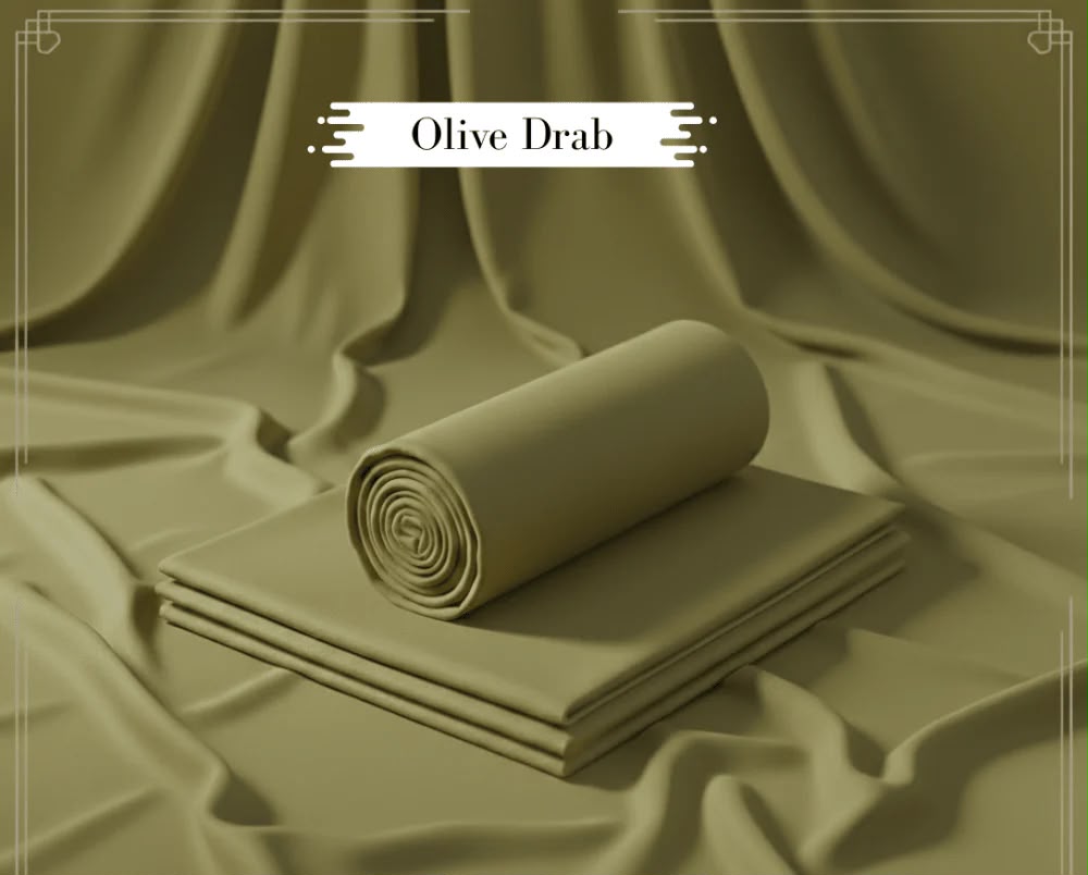 Binafzaal Royal Olive Drab Premium Boski - Unstitched 2 Piece Suit Fabric*