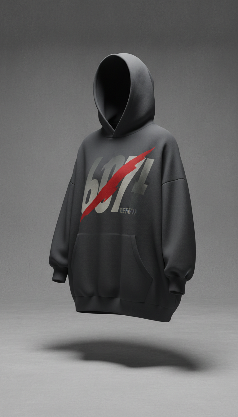 Oversized Charcoal Graphic Hoodie