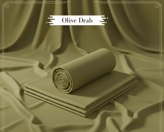 Binafzaal Royal Olive Drab Premium Boski - Unstitched 2 Piece Suit Fabric*