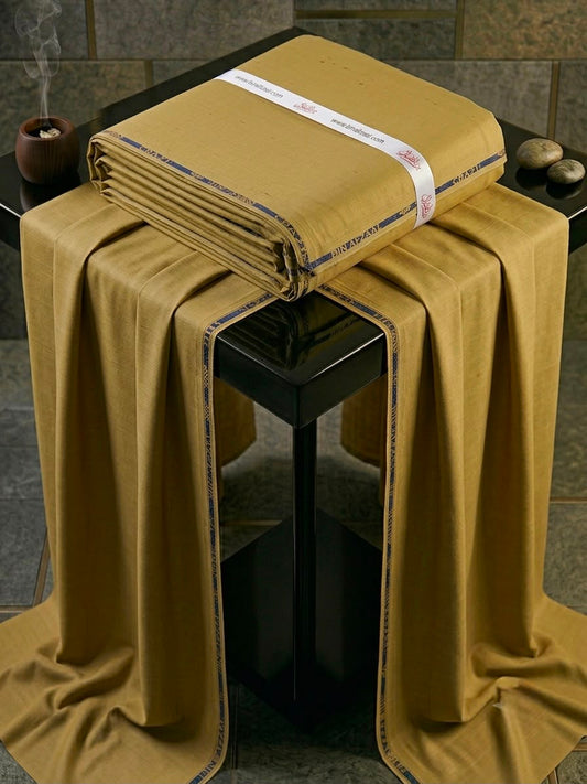 Binafzaal Royal Mustard Yellow  Premium Boski - Unstitched 2 Piece Suit Fabric*