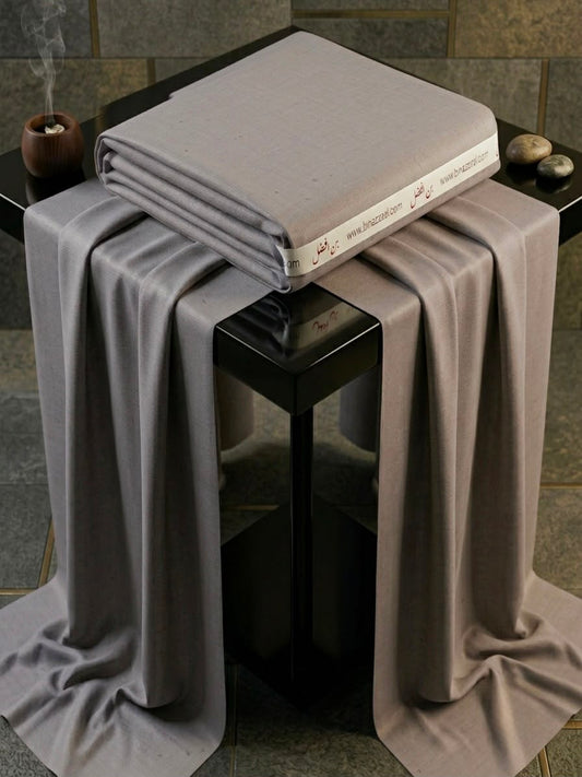 Binafzaal  Ice Gray Crystal Premium Boski - Unstitched 2 Piece Suit Fabric*