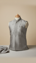 Stone grey embroidered Boski waistcoat